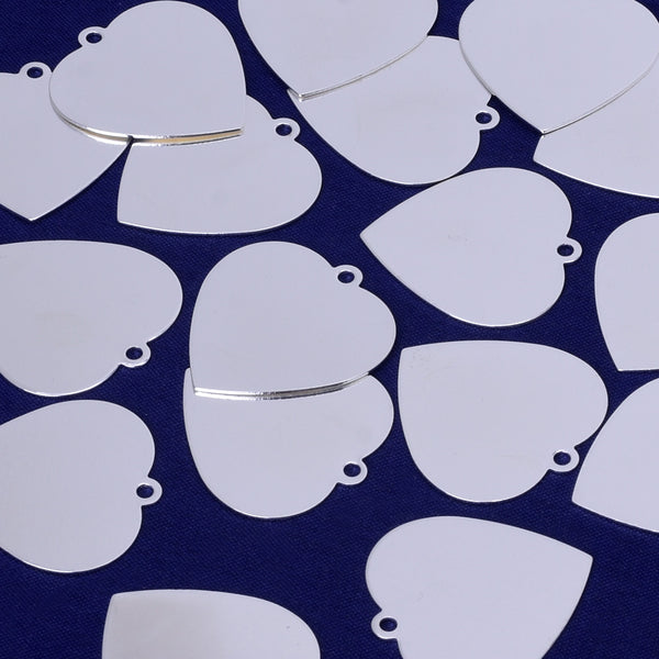 About 23mm tibetara® Heart Stamping Blanks Brass Stamping Tags hand stamping blanks Necklace Pendants charms bracelet plated silver 20pcs