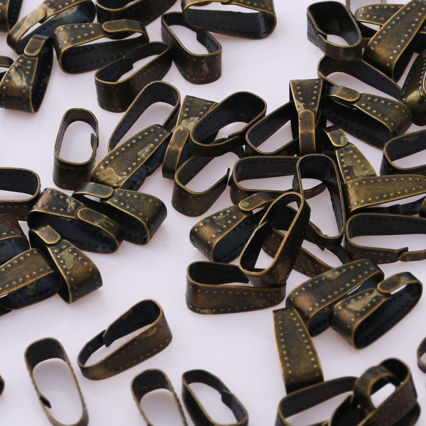 200 Antique bronze 11mm Iron Clip Bails Jewelry Findings Pendant Bails Snap On Bail Charm Pendant Clasps