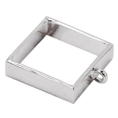 25x25mm Silver Plated Open Back Bezel Pendant,Square Pipe Pendant Bezel Open Back for Resin,Polymer,Base Metal Bezel,etc,10pcs/lot