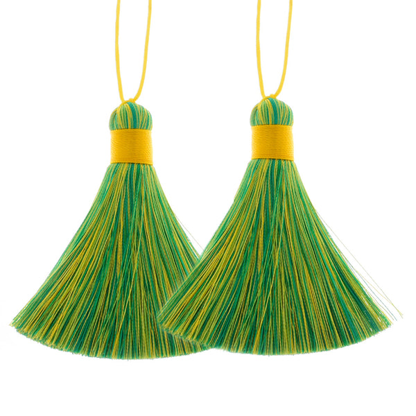 8cm Rainbow Rayon Tassel Silk Tassels Multicolor Gradient Color Jewelry Making Supplies Keychain Handbag  2pcs 10190956