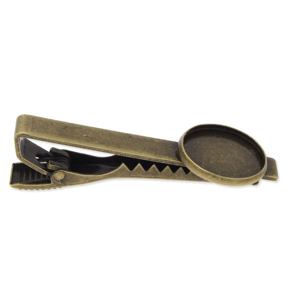 Tie Clip Bar with 16mm Round bezel,Brass filled,Antique Bronze plated,10pcs/lot