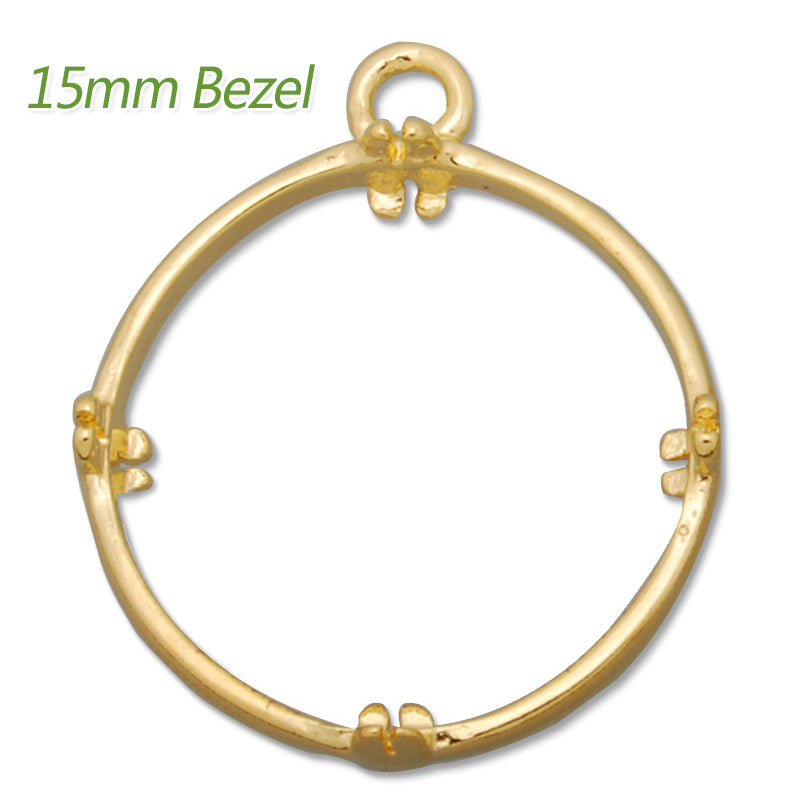 15MM Round Brass Gemstone Bezel,Gold,charms links,sold 20pcs per lot