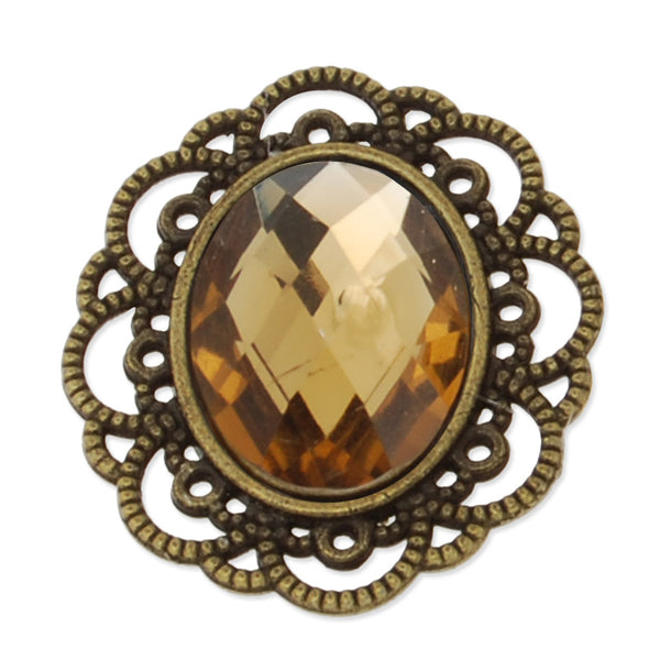 25*29mm Oval Pendant tray with 13*18mm Oval champaign gold Acrylic Stone,20 Pieces/lot