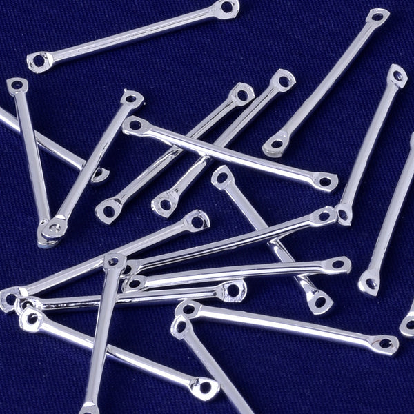 About 25.5*1.5MM tibetara® Brass Personalized Stamping Blank Bar Connector necklace bar blanks with 2 holes wholesale plated silver 20pcs