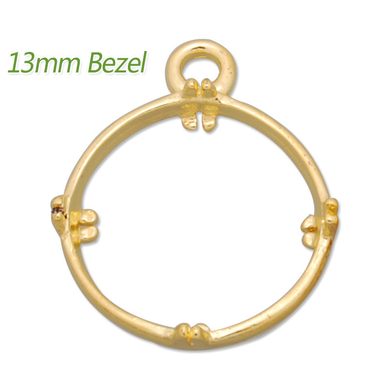 13MM Round Brass Gemstone Bezel,Gold,charms links,sold 20pcs per lot