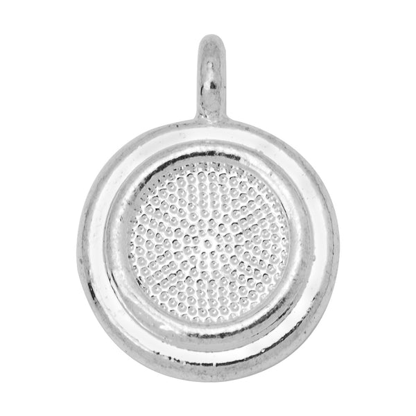 20PCS 7mm Round Stepped Bezel Charm,Silver Plated Zinc Alloy Charm,Birthstone Charms,Rhinestone Setting