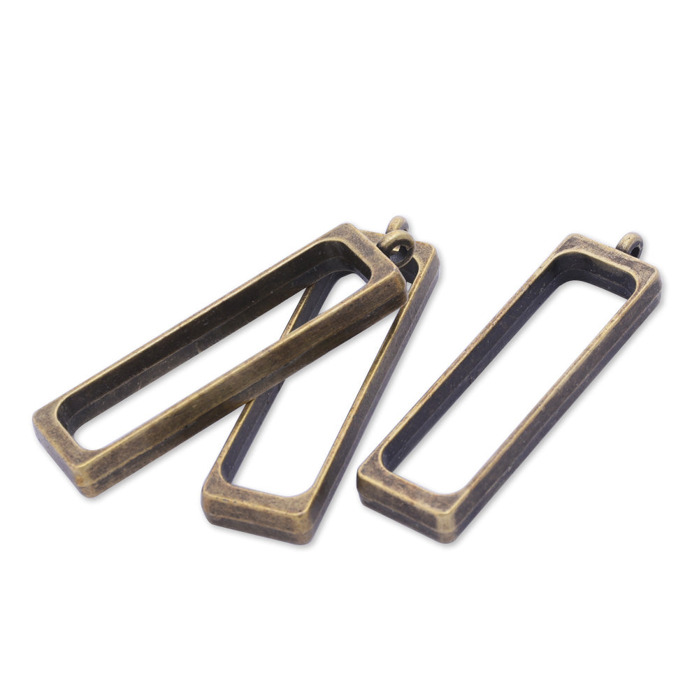 10 Antique bronze Metal Rectangular frame   40.3*12*4mm open back pendant  Zinc alloy accessories pendant trays Resin Setting Blanks