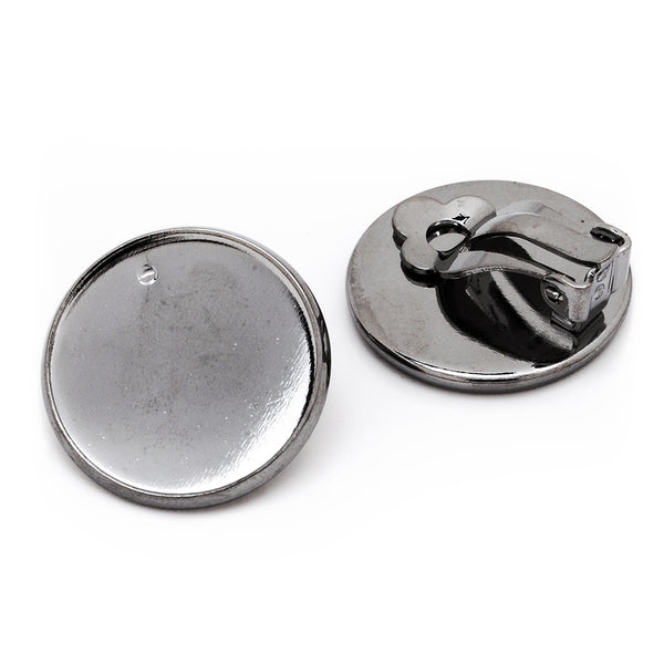20mm Round Antique Black Metal Blank Earring Clip Base,Earring Clip Blanks Setting,Cabochon base earring clip,sold 50pcs/lot