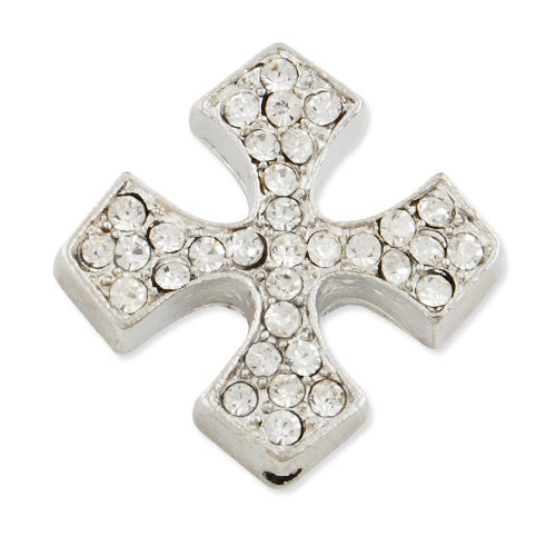 22MM Metal Base Crystal Cross Beads,Clear,2.2MM hole sizes