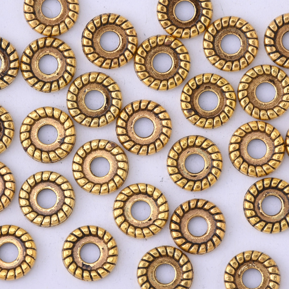 8mm Tibetan Gold Spacer Beads Fit European Charm Bracelet Findings Large Hole Charms Wholesale Jewelry Beading Supplies 50pcs