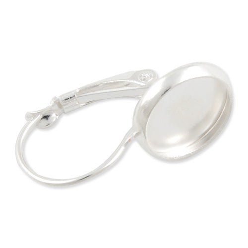 Silver French Lever Back Earrings Blank/Base,fit 10MM glass cabochons,buttons