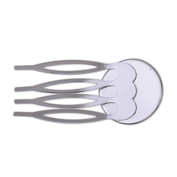 Comb Hair Clips Findings 20mm Round Bezel Setting,Bridal Supplies 4 Teeth Hair Comb ,Diy Hair Accessories,Imitation Rhodium