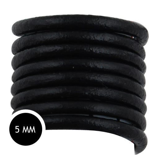 5.0mm Thickness Black Round Leather Cord,Sold 25 yds/Roll
