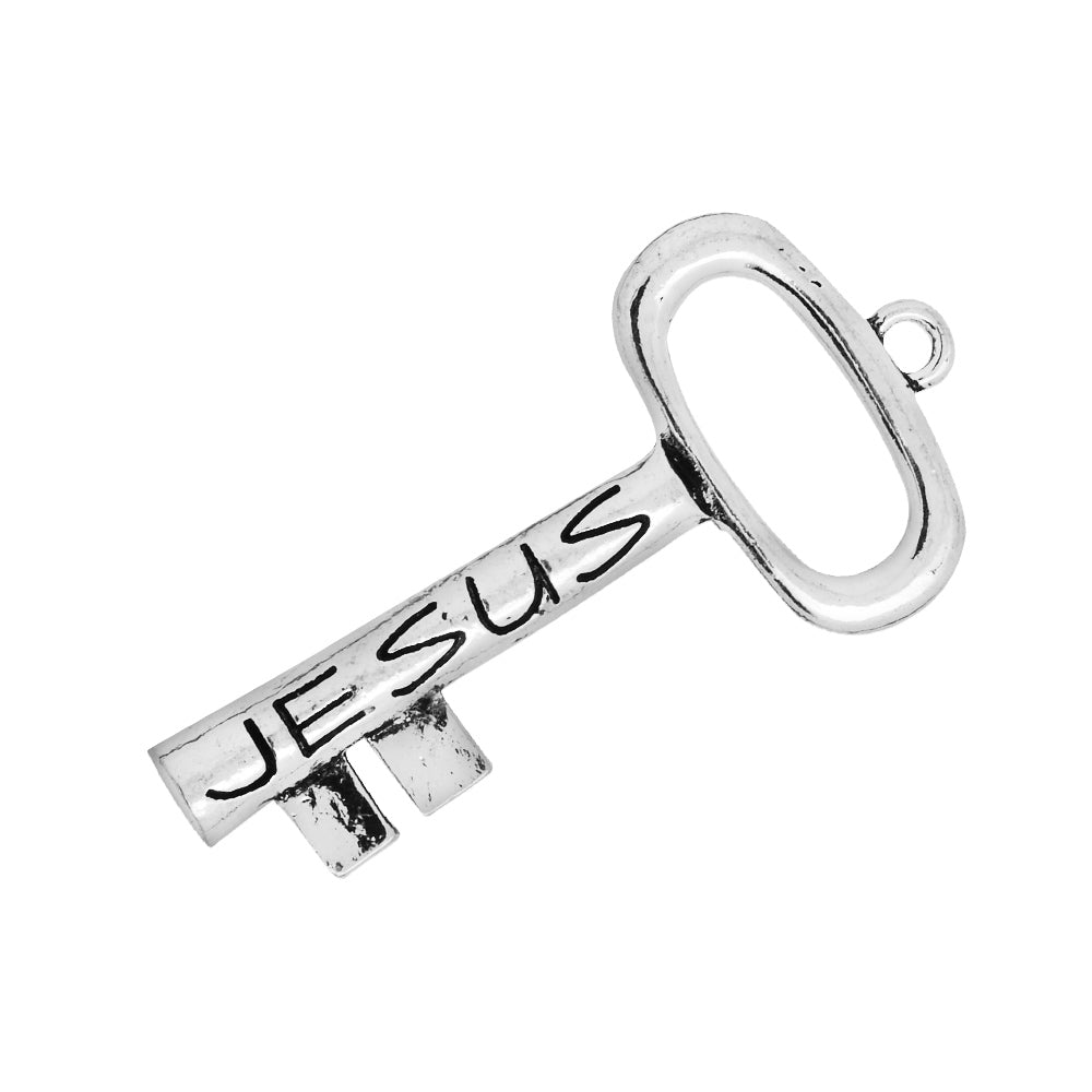 55*27mm Skeleton Keys,Vintage Keys Jewelry Pendant,'JESUS',Antique Silver Charm Necklace Jewelry,sold 10pcs/lot