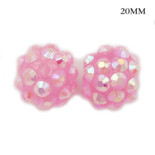 18*20 MM Round Resin Pave Beads,Pink Base,Clear AB,Sold 20PCS Per Package