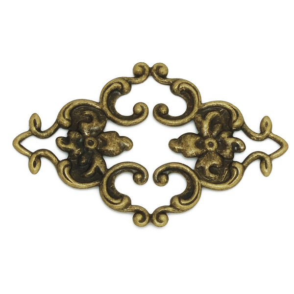 36x23mm Antique Bronze Brass Hollow Filigree Flower Wraps Connectors,Imitation rhodium Filigree Flower Rhombus Connectors Links,50PCS/lot