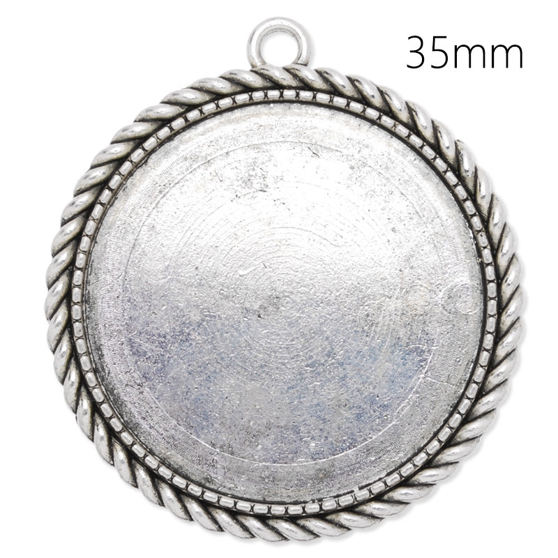 35mm Round simple Pendant tray,Zinc alloy filled,antique silver plated,20pcs/lot