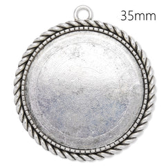 35mm Round simple Pendant tray,Zinc alloy filled,antique silver plated,20pcs/lot