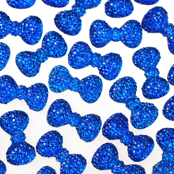 100 Sapphire Bow Tie Druzy Cabochons Kawaii Cabochons Resin Flat Back Faceted DIY Jewelry Findings 24mm