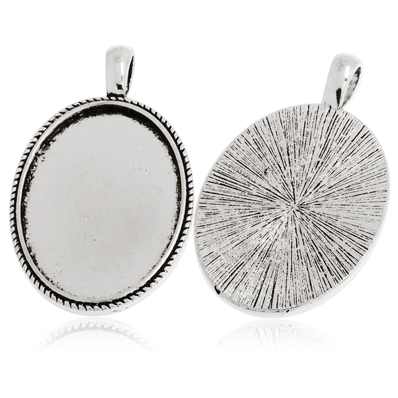 25 * 35mm (Inner size) Antique Silver Oval pendant base,Jewelry blank zinc alloy pendant settings,cabochon bezel settings,20 pieces/lot