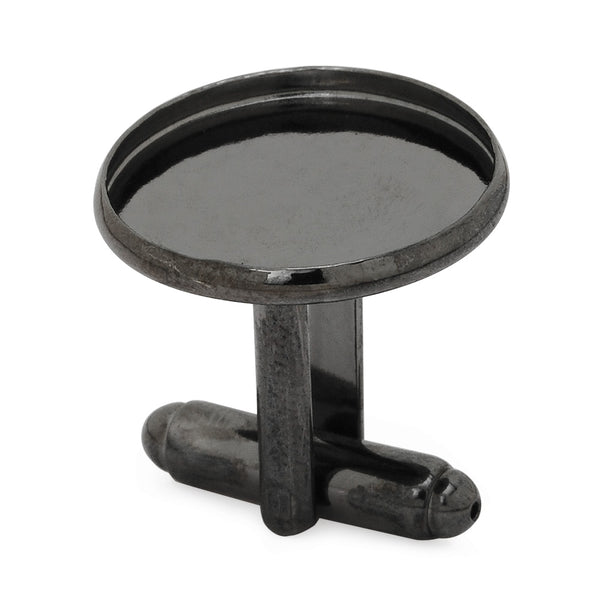 18mm Round Cufflink Blank Base,Black Bezel Cufflink Setting,Metal Brass,20pcs/lot