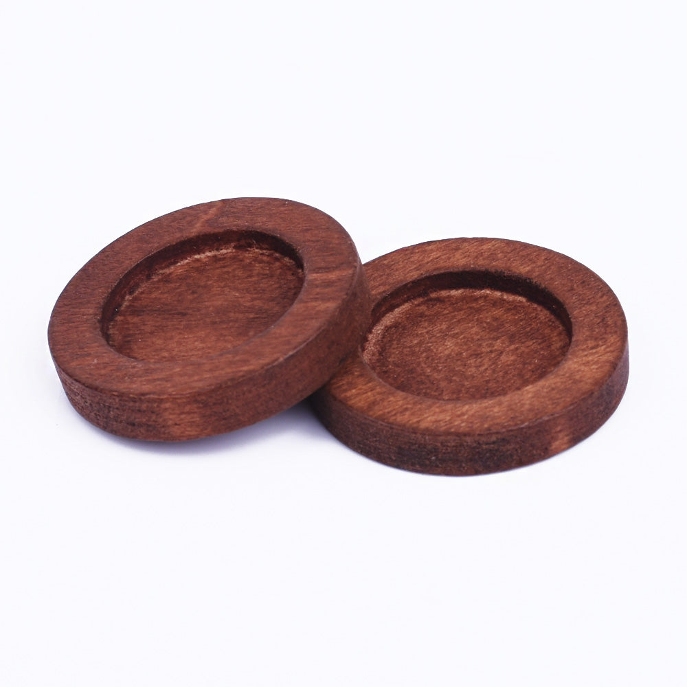 Unfinished wooden pendant base wood Pendant Blank Round Pendant Setting wood trays fit 15mm round Cabochon red coffee 20pcs