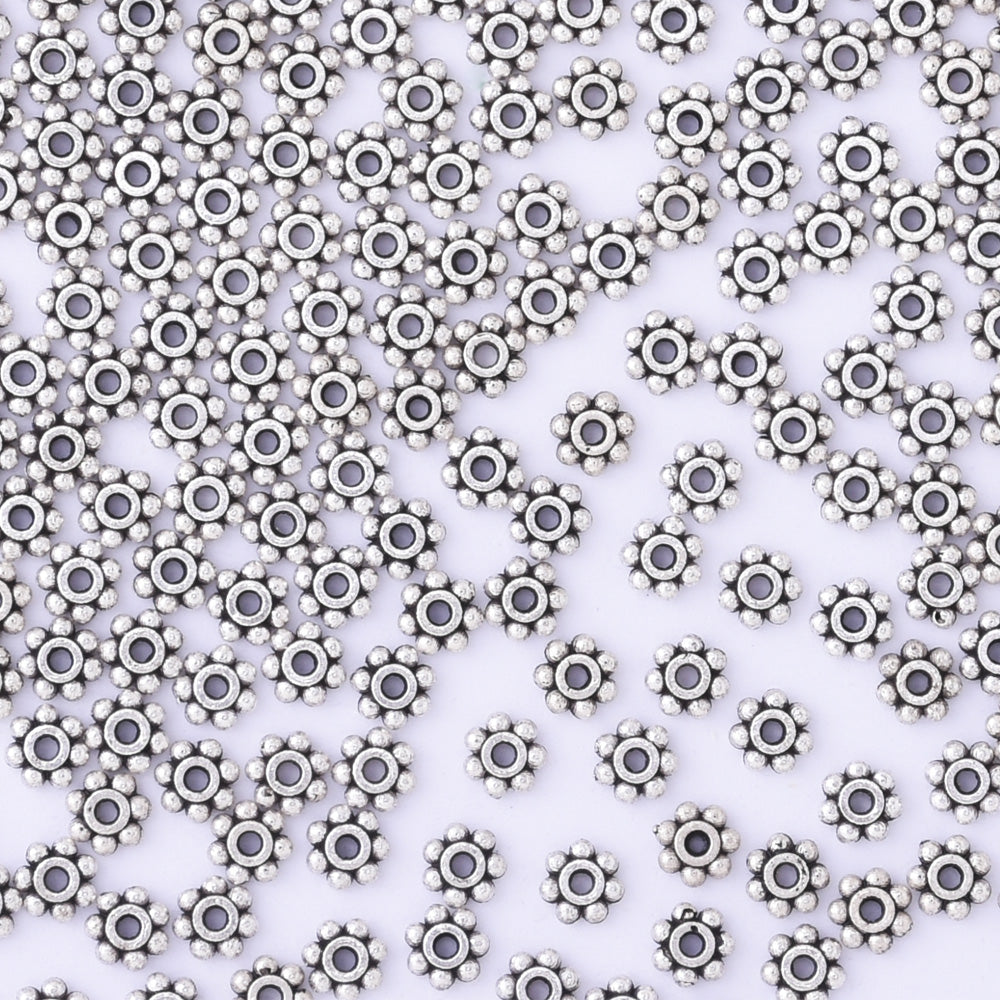 4mm Tibetan Silver Daisy Flower Spacer Beads Loose Beads Charms DIY Findings 50pcs