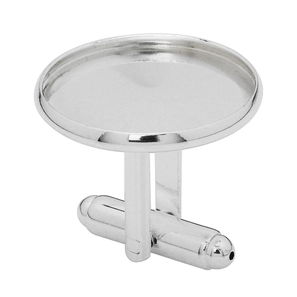 20mm Round Cufflink Blank Base,Silver Plated Bezel Cufflink Setting,Metal Brass,20pcs/lot