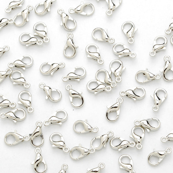 12mm Alloy Lobster Clasps Fastener Hooks Jewellery-making,nickel color 100pcs
