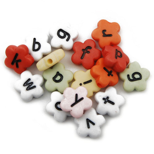 500 Grams 12MM Flower Alphabet  Acrylic Beads,Mixed Color,About 1530PCS Per Pkg