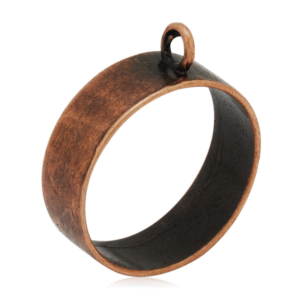 29mm Round Open Back Bezel Pendant,Antique Copper Pipe Bezel Necklace,Bezels for Resin,Base Metal Bezel,Sold 10pcs/lot