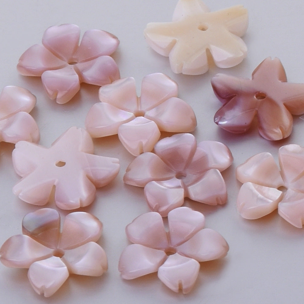 8mm Mother of Pearl Beads Shell Carved Charms Natural shell charm Shell  central hole 1mm Handmade Jewelry supplies pink 6pcs