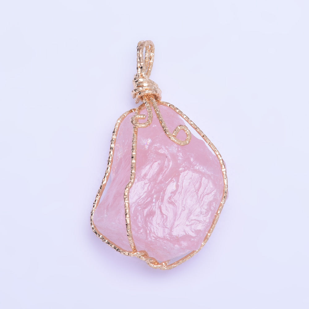 1 Pink 35*40mm  For Necklace Natural Stone Pendant  Fashion Jewelry Charm Crystal High Quality Pendant  Women'sFashion Handmade