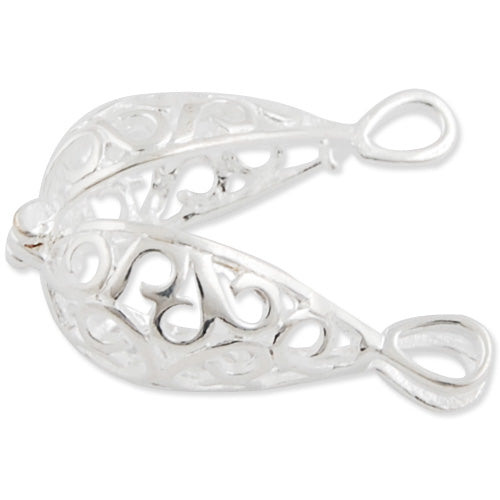 28*12 mm  Silver Filigree Teardrop Brass Cage Pendant ,Sold 10 PCS Per Pkg