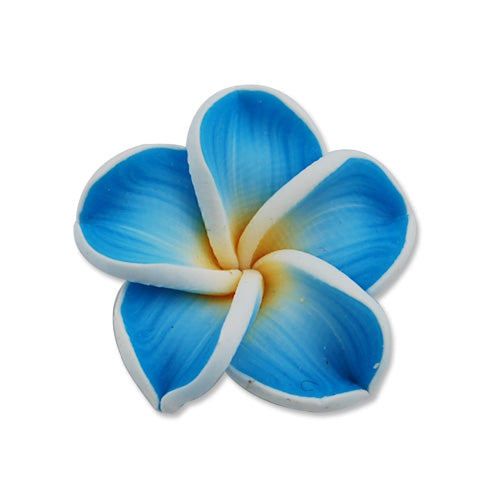 20MM HandMade And Flat Back Polymer Clay Flower Beads,Aquamarine,Side Drilled Hole Size 2.5MM,Lead Free,Sold 100 PCS Per Package