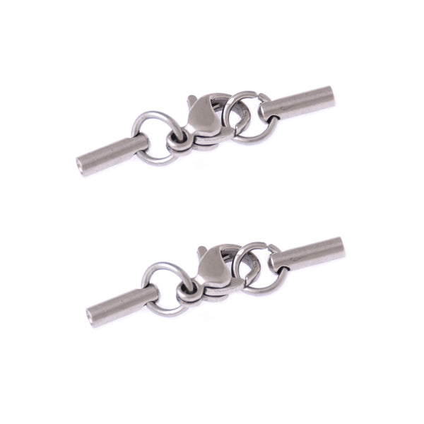 1.2mm Round Leather Cord Ends,Stainless Steel Bracelet Ends Bead Caps With Lobster Clasp DIY Jewelry Crafts Findings 10pcs