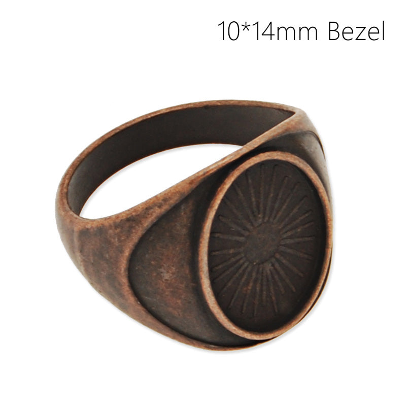 10*14MM Blank Oval Bezel Setting,Antique Copper Brass Ring Blank,Ring diameter 17.5mm,Sold 20PCS/Lot