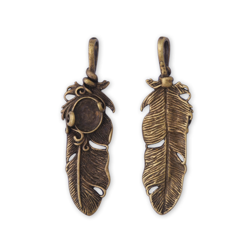 5 pcs Antique Bronze Feather Charm Bird Feather Pendant Brass Made Diy Handmade Materials Jewelry Supplies 47x12 mm