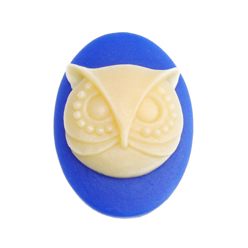 13*18MM Oval Owl Resin Flatback Cabochons,Blue and Yellow;sold 50pcs per pkg
