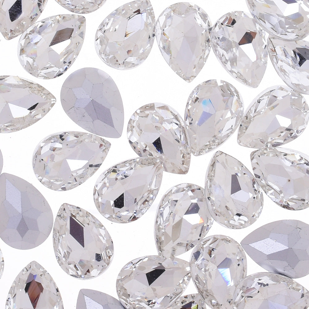 18x25mm Teardrop crystal Pointed Back Rhinestones Glass Crystal dress jewellery making shoes clear 50pcs 10184350