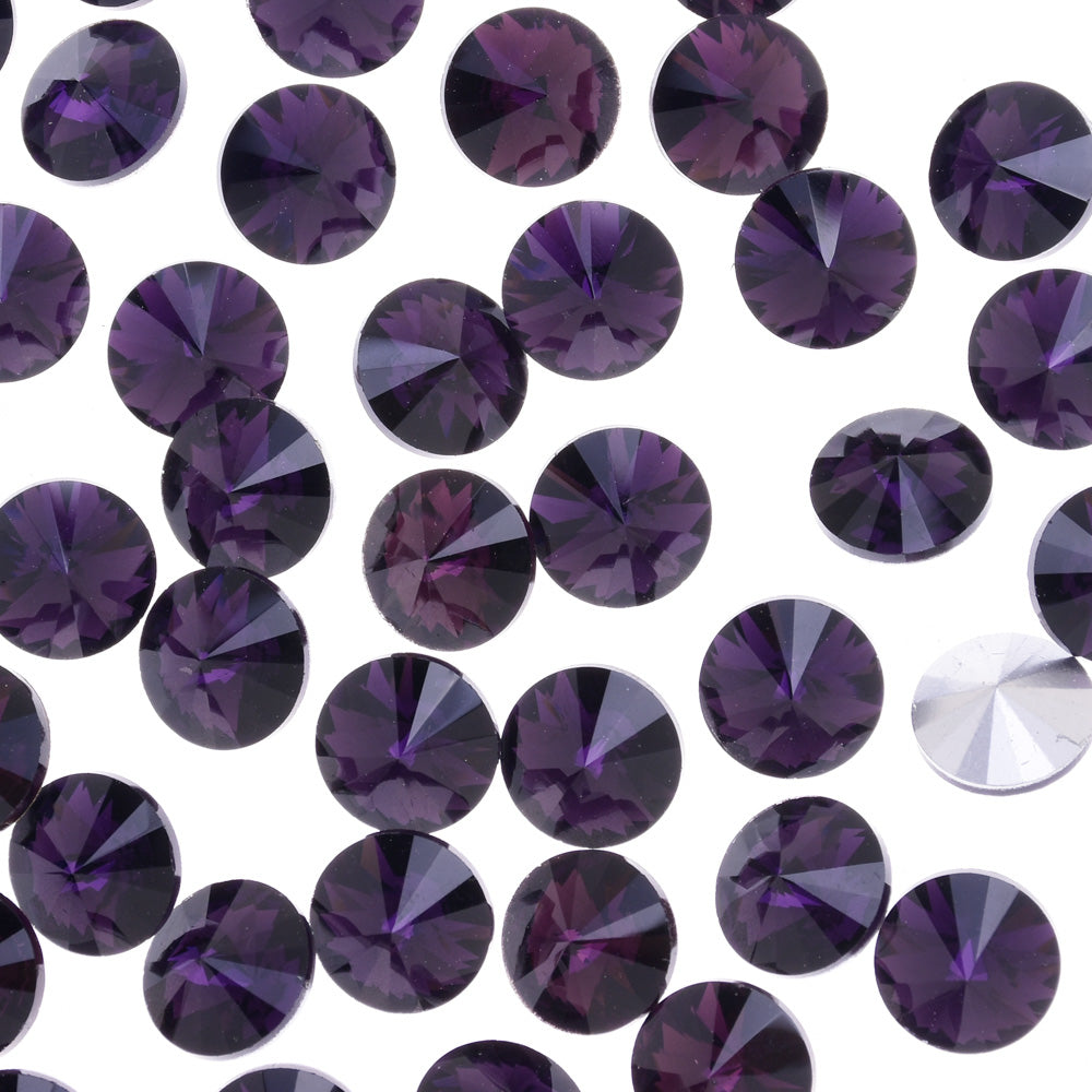 8mm Pointed Back rhinestone  crystal stone Glass Crystal High Quality Satellite stone decoration dark purple 50pcs 10181655