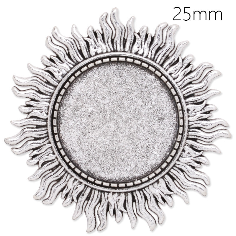 25mm anqitue silver plated brooch blank,brooch bezel,sunshine shape around,zinc alloy,lead and nickle free,sold by 10pcs/lot