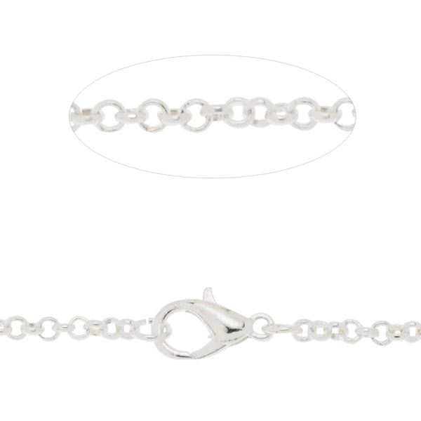 50CM long Finished Chian,Brass filled,Silver Plated 3mm Link size