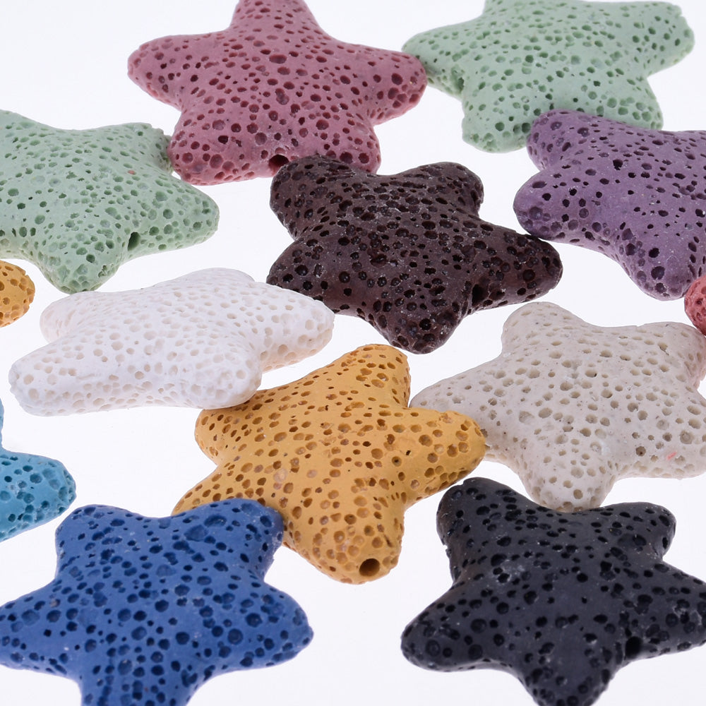 Lava Beads starfish pendant DIY beads Earrings Accessories 25mm 1.2mm hole mixed color 10pcs/lot