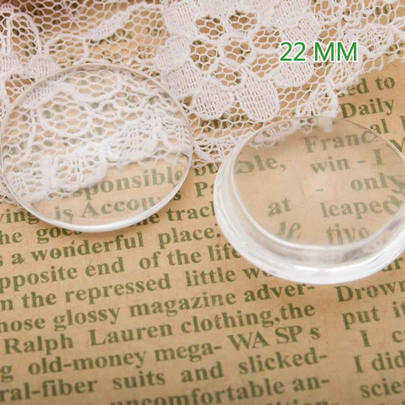 22mm Round flat back Clear glass cabochon,height 7.5mm,50pcs/lot
