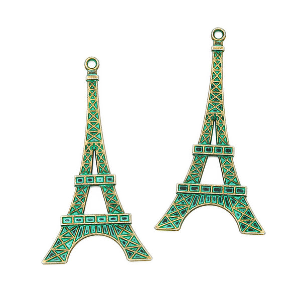 69*36mm Verdigris Patina Pendant,Eiffel Tower Pendant,Jewelry Findings,Patina Pendant,Thickness 3mm,sold 20pcs/lot