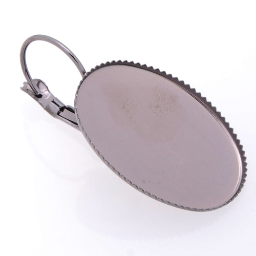 18*25MM Oval Gun Metal Black  Plated Brass French Lever Back Earrings Blank,fit 18*25MM glass cabochons,buttons;sold 50pcs per pkg