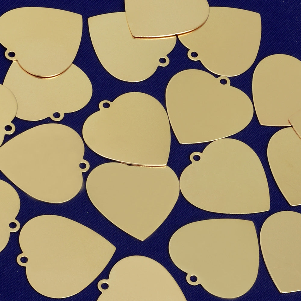 About 23mm tibetara® Heart Stamping Blanks Brass Stamping Tags hand stamping blanks Necklace Pendants charms bracelet plated gold 20pcs
