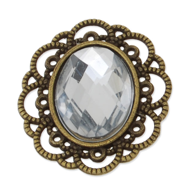 25*29mm Oval Pendant tray with 13*18mm Oval White Acrylic Stone,20 Pieces/lot