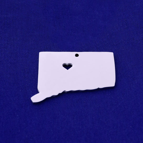 1 pcs about 30x26mm silver Stainless Steel map pendant Stamping blank Jewelry supplies Connecticut-CT 18 Gauges
